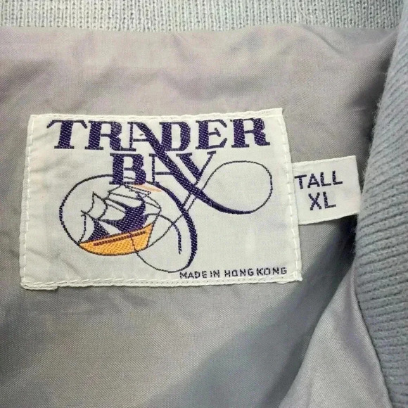 Vintage 1990s Trader Bay Mens Size XL Tall Bomber Jacket Blue Gray Pockets - Picture 4 of 10